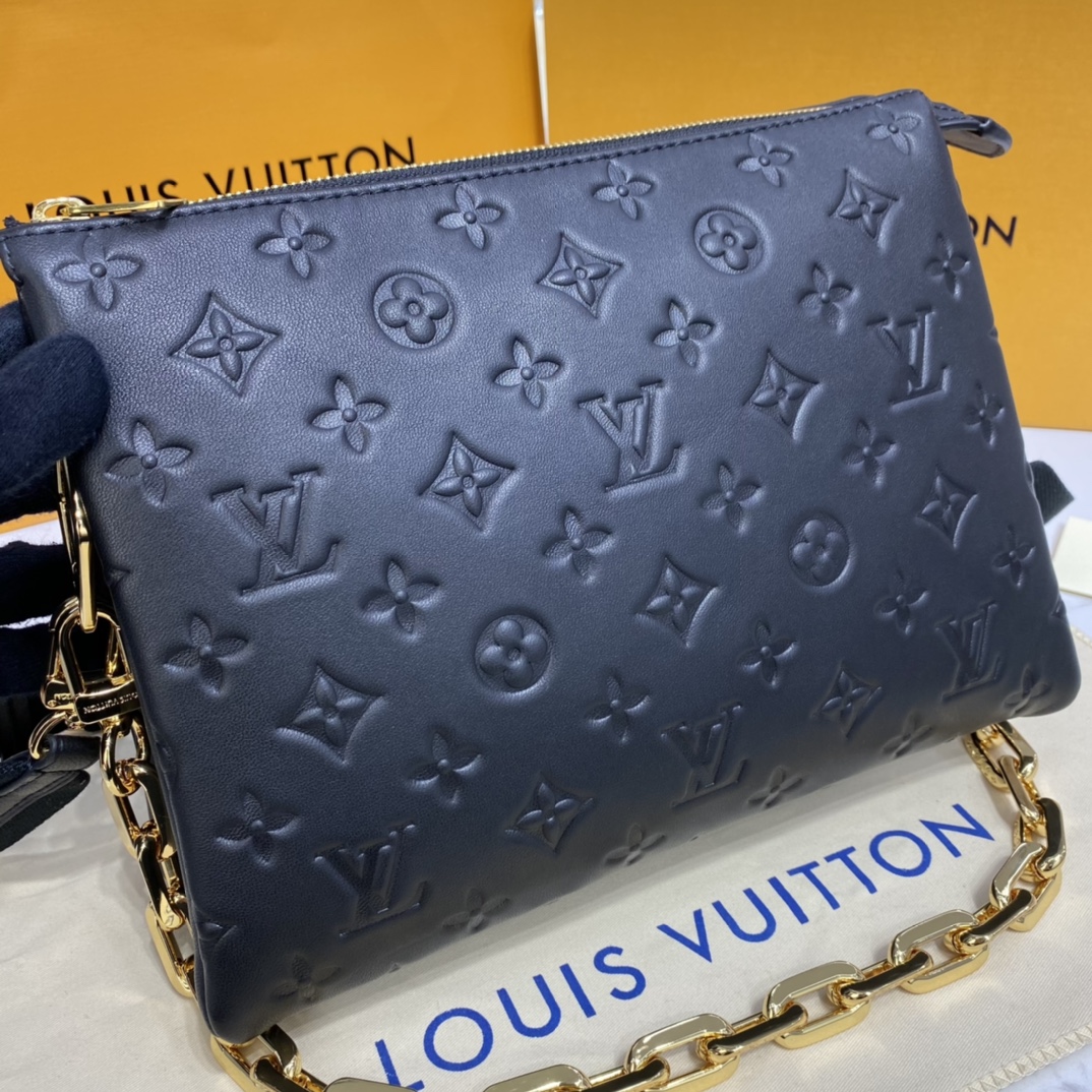 Louis Vuitton COUSSIN PM Handbag Monogram Embossed M57790 Black